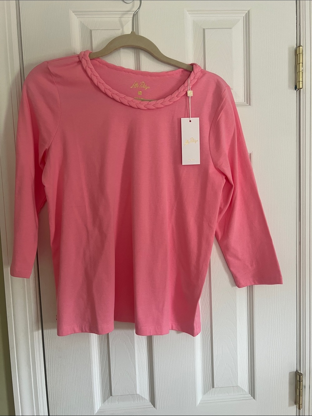 Lilly Pulitzer Bubblegum Pink Braided-Neckline Top